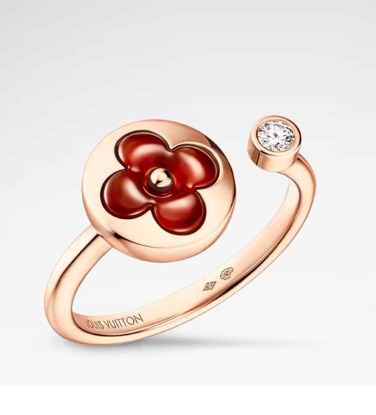 LO. 컬러블라썸 미니 반지,코넬리안과 다이아몬드